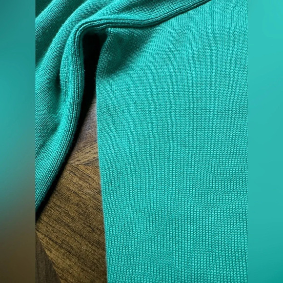 Talbots Women's Girlfriend Cardigan Tipped Par Green Blue Trim Size Small - Picture 5 of 10